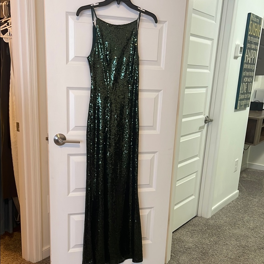 Lulu's Emerald Green Sequin Backless Gown